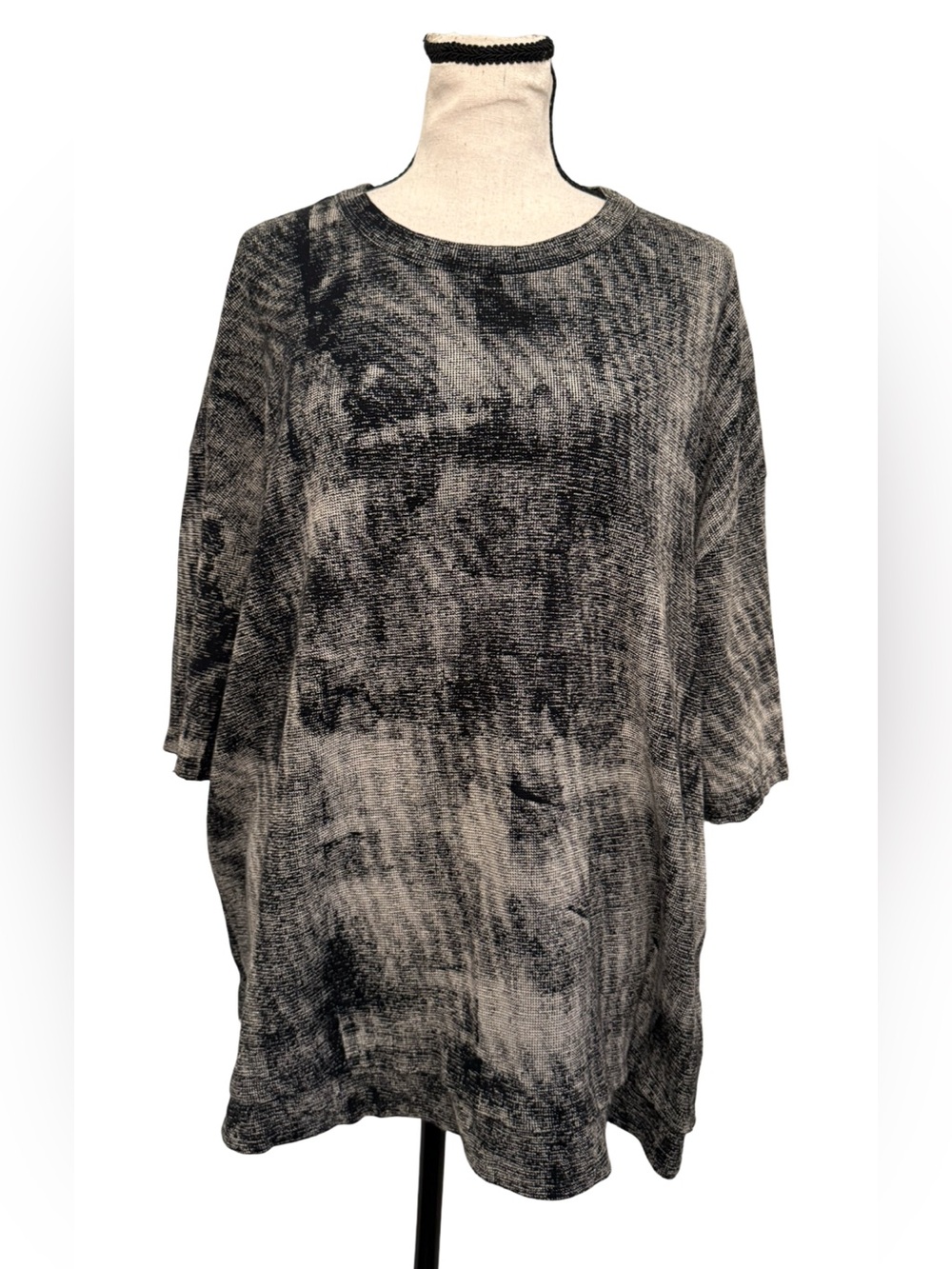 Zara Black White Abstract Knit Top Oversized Cotton Tunic XL NWT